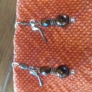 Faceted and Smooth Dangle Earrings